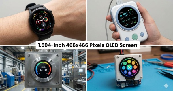 1.504 英寸 466x466 像素 OLED 屏幕